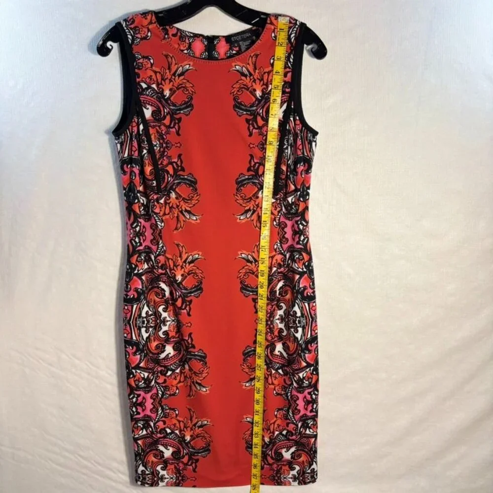 Etcetera Sleeveless Knee-Length Sheath Dress With Ornate Red & Black Floral Prin - Picture 5 of 16